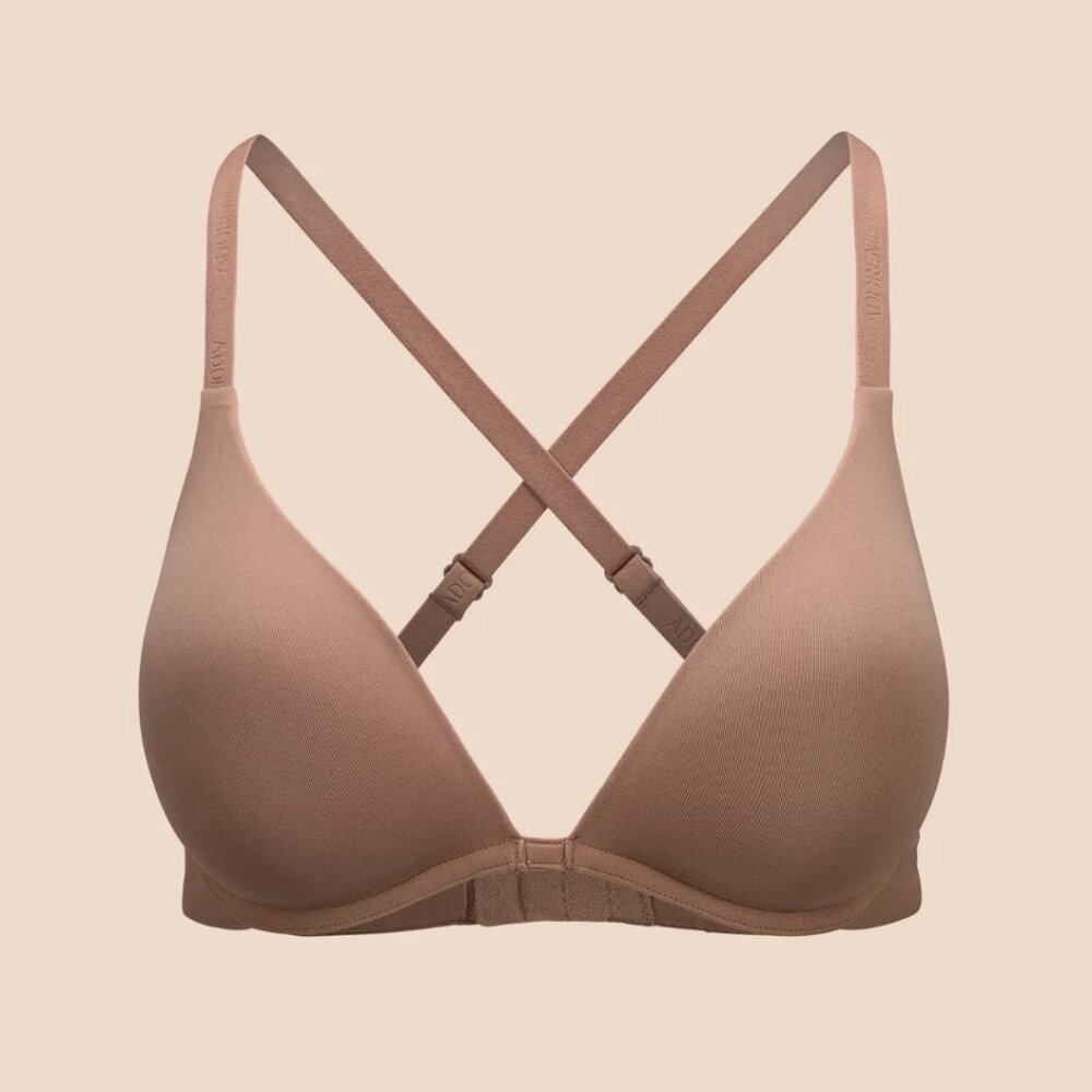 NWT Adore Me Natalya Plunge Push Up Bra Beaver Fur Beige Neutral‎ 38C Minimalist